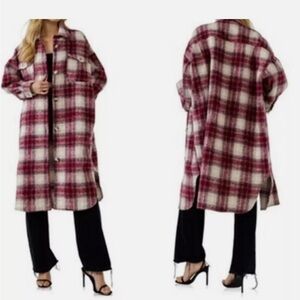 English Factory Plaid Longline Shirt Coat Oversized